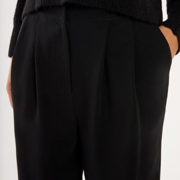 New Cinq A Sept Elaina Crepe Pleated Waist Tapered Elastic Hem Black Pants 00 - Picture 7 of 16